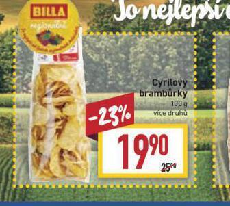 Billa Cyrilovy brambůrky nabídka