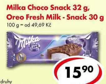 CBA Milka choco snack 32 g, oreo fresh milk - snack 30 g nabídka