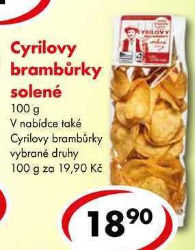 CBA Cyrilovy brambůrky solené, 100 g nabídka