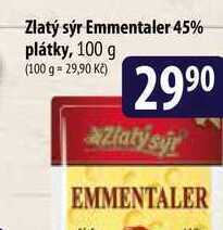 Bala Zlatý sýr emmentaler 45% plátky, 100 g nabídka