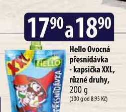 Bala Hello ovocná přesnídávka kapsička xxl, různé druhy, 200 g nabídka