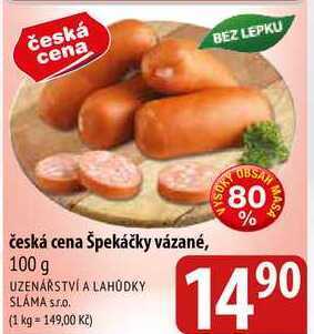 Bala Česká cena špekáčky vázané, 100 g nabídka