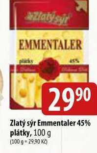 Bala Zlatý sýr emmentaler 45% plátky, 100 g nabídka
