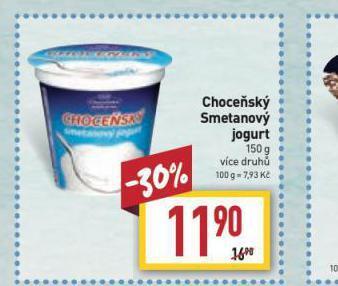 Billa Choceňský smetanový jogurt nabídka