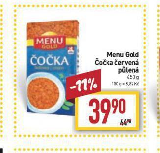 Billa Menu gold čočka červená půlená nabídka