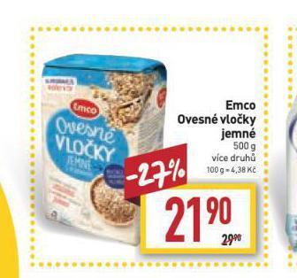 Billa Emco ovesné vločky jemné nabídka