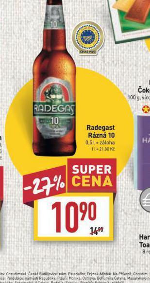 Billa Pivo radegast rázná 10 nabídka