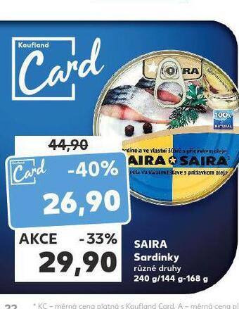 Kaufland Saira sardinky nabídka