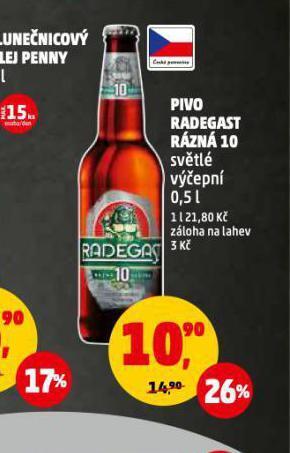 Penny Market Pivo radegast rázná 10 nabídka