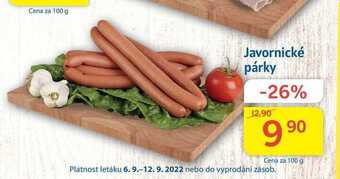 Kubík potraviny Javornické párky 100 g nabídka