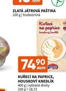 Terno Kuřecí na paprice, houskový knedlík nabídka