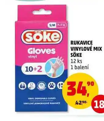 Penny Market Rukavice vinylové mix söke 12 ks, 1 balení nabídka