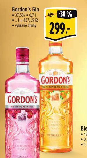 Albert Gordon´s gin nabídka