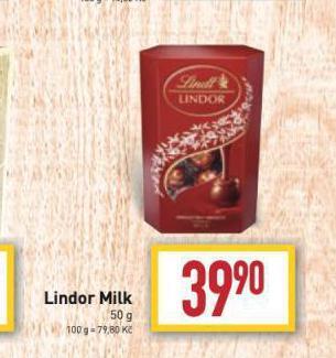 Billa Lindor milk nabídka