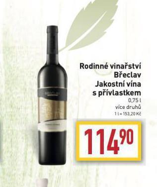 Billa Rodinné vinařství břeclav nabídka