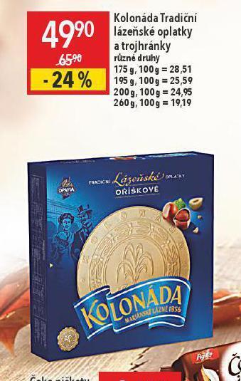 Kolonáda tradiční lázeňské oplatky