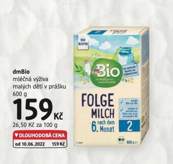 dm drogerie Dmbio mléčná výživa nabídka