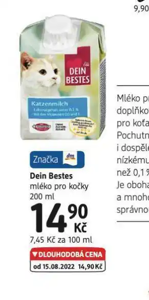 dm drogerie Dein bestes mléko pro kočky nabídka
