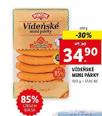 Lidl Vídeňské mini párky nabídka