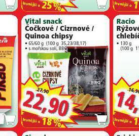 Norma Vital snack čočkové, cizrnové a quinoa chipsy nabídka