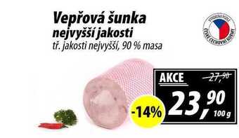 ZEMAN Vepřová šunka nejvyšší jakosti tř. jakosti nejvyšší, 90 % masa, 100 g nabídka