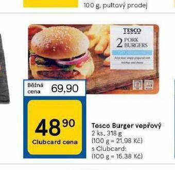 Tesco Tesco burger vepřový nabídka