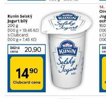 Tesco Kunín selský jogurt bílý nabídka