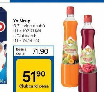 Tesco Yo sirup nabídka