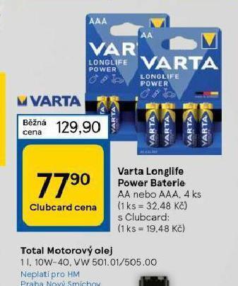 Tesco Varta longlife power baterie nabídka