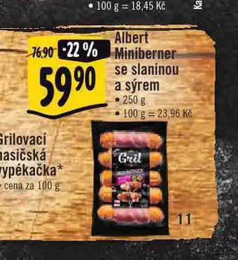 Jip Albert miniberner se slaninou a sýrem nabídka