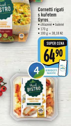 Albert Cornetti rigati s kuřetem gyros nabídka