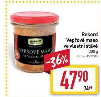 Billa Rekord vepřové maso ve vlastní šťávě 300 g nabídka