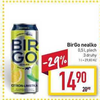 Billa Birgo nealko 0,5l, plech nabídka