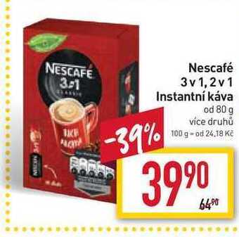 Billa Nescafé 3v1, 2v1 instantní káva od 80 g nabídka