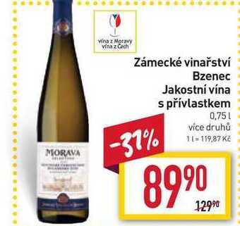 Billa Zámecké vinařství bzenec jakostní vína s přívlastkem 0,75l nabídka
