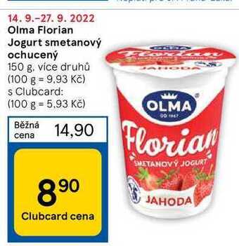Tesco Olma florian jogurt smetanový ochucený 150 g nabídka