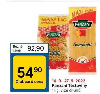 Tesco Panzani těstoviny 1 kg nabídka