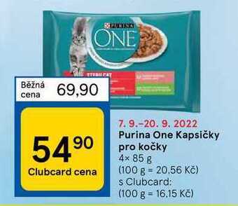 Tesco Purina one kapsičky pro kočky 4x 85 g nabídka