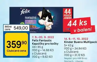 Tesco Felix fantastic kapsičky pro kočky 44 x 85 g nabídka