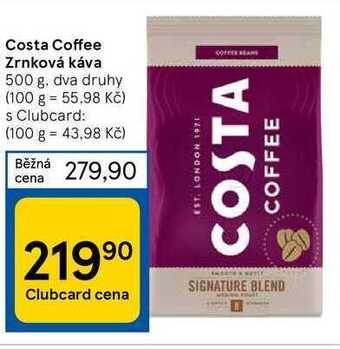 Tesco Costa coffee zrnková káva 500 g nabídka
