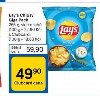 Tesco Lay's chipsy giga pack 265 g nabídka