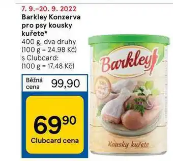 Tesco Barkley konzerva pro psy kousky kuřete* 400 g nabídka