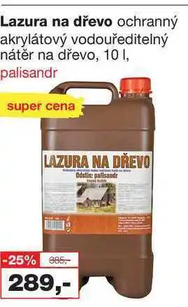Barvy a laky drogerie Lazura na dřevo ochranný akrylátový vodouředitelný nátěr na dřevo, 10 l, palisandr nabídka