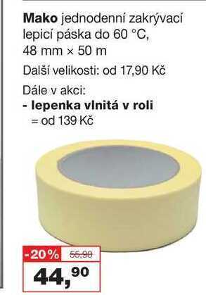 Barvy a laky drogerie Mako jednodenní zakrývací lepicí páska do 60 °c, 48 mm x 50 m nabídka