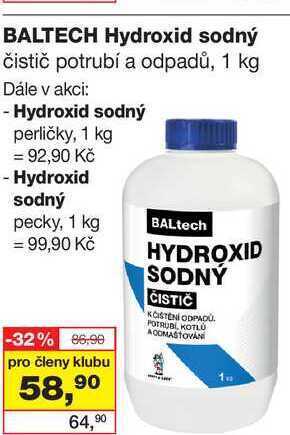 Barvy a laky drogerie Baltech hydroxid sodný čistič potrubí a odpadů, 1 kg nabídka