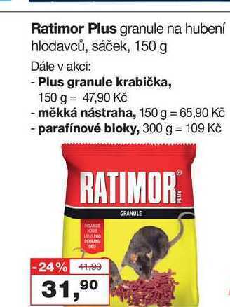 Barvy a laky drogerie Ratimor plus granule na hubení hlodavců, sáček, 150 g nabídka