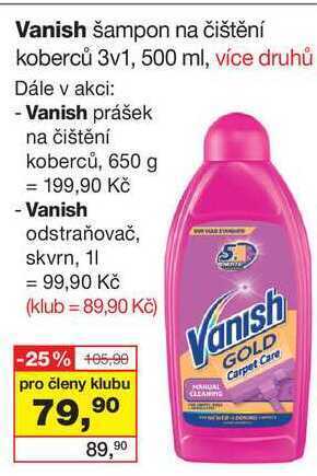 Vanish šampon na čištění koberců 3v1, 500 ml