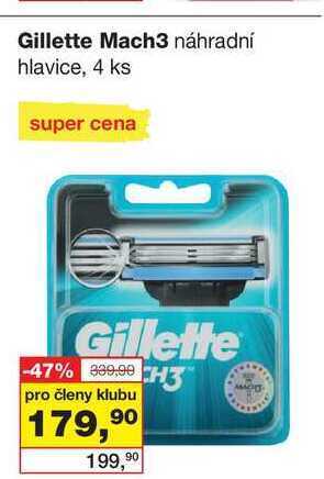 Barvy a laky drogerie Gillette mach3 náhradní hlavice, 4 ks nabídka