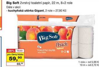 Barvy a laky drogerie Big soft 2vrstvý toaletní papír, 22 m, 8+2 role nabídka