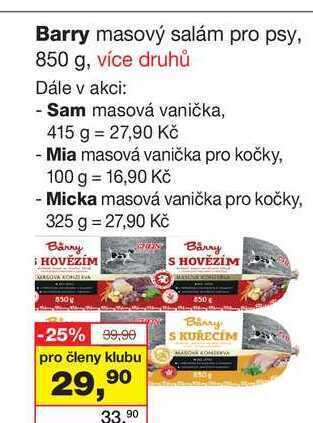 Barvy a laky drogerie Barry masový salám pro psy, 850 g nabídka